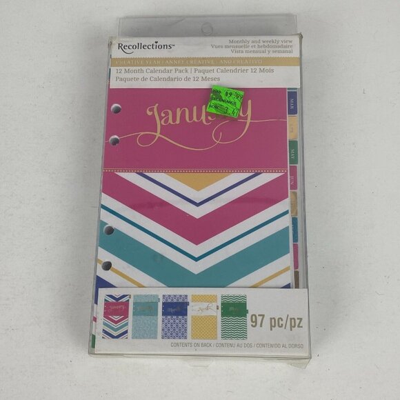 Recollections Planner Pages 12 Month Calendar Pack 97 PC New In Package * - Picture 1 of 8